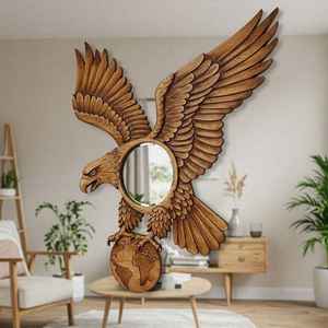 Espejo de Madera de Lujo Moderno Estilo Águila Lixora Furniture con 2 Estantes Multiusos para Hoteles, Oficinas, Hogares, Baños y Apartamentos - Product Image 4