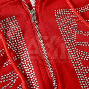 Sweat à capuche personnalisé OEM avec strass, design streetwear en cristal, fabricant en gros - Product Image 6