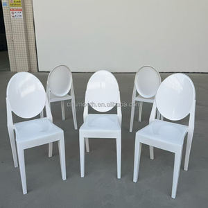 <span class=keywords><strong>Chaise</strong></span> de mariage élégante <span class=keywords><strong>Victoria</strong></span> <span class=keywords><strong>Ghost</strong></span> en résine blanche, dossier rond ovale, empilable, pour événements de mariage - Product Image 1