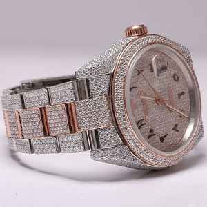 Tendance Arabe Rose Or VVS1 Glacé Deux Tons Moissanite Diamant Montre Antique Charme Fermoir Caché Édition Limitée Style Hip Hop - Product Image 3