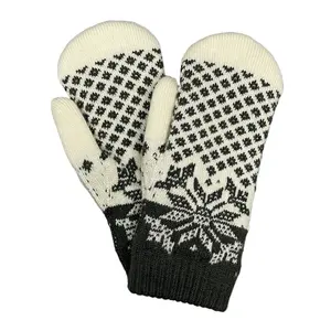 soft lined wool knitted mittens