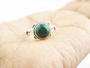 Natural Malachite Round Gemstone 925 Sterling Silver Handmade Stackable Ring For Women Bezel <b>Jewelry</b> - Product Image 4
