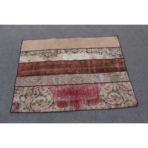 Tapis turc vintage 3,2x4,2 pieds (98x129 cm), tapis camouflage rouge - Product Image 2