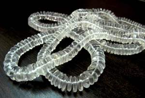 Natural Rock Crystal German <b>Cut</b>/ Smooth Rondelle Shape Rock Crystal/ <b>Disc</b> Shape Beads 8-12mm beads- 8 inch String-Jewelry - Product Image 2