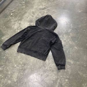 Ensembles personnalisés de pantalons de survêtement à jambes larges et de joggings à capuche ensembles de sweat à capuche brodé délavé au soleil ensembles de sweats à capuche zippés vintage délavés à l'acide pour hommes - Product Image 5