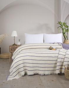 Couverture en mousseline de coton 100% super douce, tissée à rayures, pour toutes les saisons, 7 couches de gaze, fabrication turque, respectueuse de l'environnement - Product Image 1