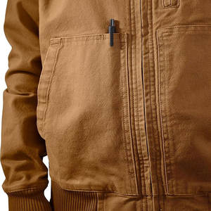 2025 Vintage Style hommes Bomber veste grande poche en cuir manches Baseball veste avec col montant Denim tissu pour l'hiver - Product Image 6