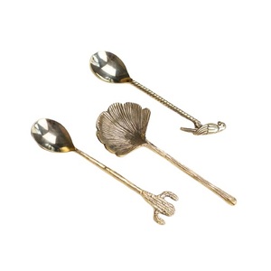 Modern Brass Salad Serving Set of 2 with <b>Mirror</b> Polish for Kitchen & <b>Tabletop</b> Unique Golden Flatware Sets at Lower Price - Product Image 4