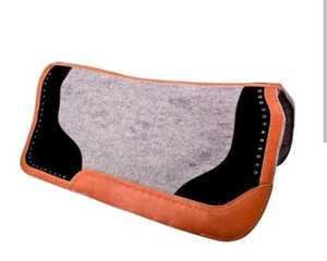 Fabricants en gros Vente à Chaud Premium Noir Feutre de Laine de Nouvelle-Zélande/Tapis de Selle Western Vardhman avec Design de Patch en Cuir - Product Image 1