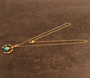 Collar con colgante de aro de turquesa natural, cadena de cable chapada en oro de la piedra de nacimiento, joyería - Product Image 6