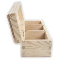 Boîte commémorative moderne en bois uni à 3 compartiments avec couvercle arrondi, vente en gros, organisateur multi-usages pour thé et bijoux