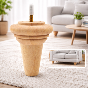 Round Turned Solid Wood Heavy Duty Premium Quality Traditional Design Furniture Legs for Sofa <b>Chair</b> Bed Living Room Bedroom - Product Image 1