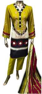 Últimas señoras Readymade trajes de lino bordados Lenin pakistaní moda botón decoración silueta recta fiesta de mujer - Product Image 4