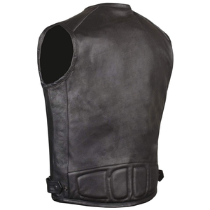 Gilet personnalisé pour hommes Gilet en cuir de vache véritable ciré avec taille personnalisée Marron pour hommes 100% Gilet en cuir véritable Tarif de gros - Product Image 4