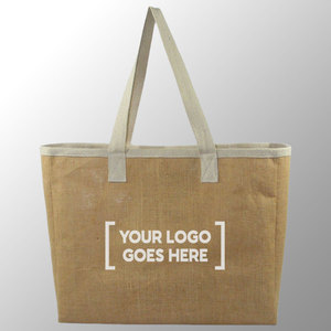 Sac à provisions en jute imprimé personnalisé poche suspendue à l'intérieur des poignées en toile de coton sac de plage en jute promotion sac de transport sacs en lin réutilisables - Product Image 3