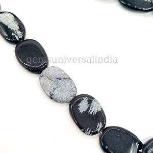 Natural <b>Black</b> <b>Obsidian</b> Smooth Oval Loose Gemstone Beaded Choker <b>Necklace</b> 6-9mm Polished Beads <b>Necklace</b> for Women at Bulk Price - Product Image 5