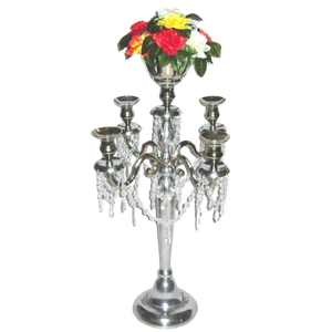 Elegant Metal Candelabra 5 <b>Candle</b> for Wedding Centerpieces and Home Decoration Silver Decorative Metal Handmade Candelabra - Product Image 1