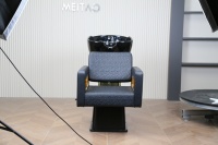 Chaise de lavage de cheveux de luxe pour salon, avec bac en céramique, design ergonomique inclinable, équipement de beauté professionnel