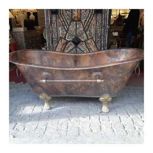 Baignoire autoportante en cuivre de haute qualité avec drain Fabrication indienne Forte demande pour le trempage - Product Image 3