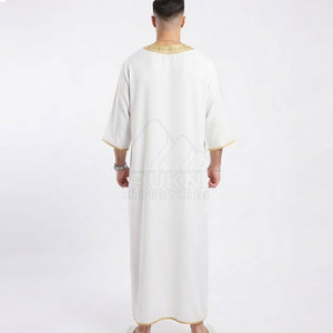Modern Moroccan Jubba for <b>Men</b> Traditional Islamic Lightweight Breathable Cotton Casual Spring Elegant Design Comfortable Wearing - Product Image 2