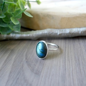 Bague en labradorite bleue naturelle, argent sterling 925, pierre précieuse labradorite faite à la main, bijoux pour femmes, bague de mariage, cadeau pour femmes - Product Image 5
