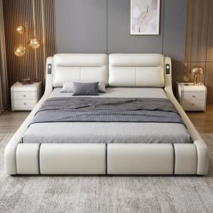 <span class=keywords><strong>Lit</strong></span> double à profil bas en cuir mat <span class=keywords><strong>avec</strong></span> empiècements, idéal pour appartement compact, cadre de <span class=keywords><strong>lit</strong></span> de luxe pour mariage, ensemble de chambre à coucher - Product Image 5
