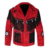 Veste en cuir western pour homme de haute qualité, à franges et perles, pour l'hiver, avec du duvet et des matériaux en tissu