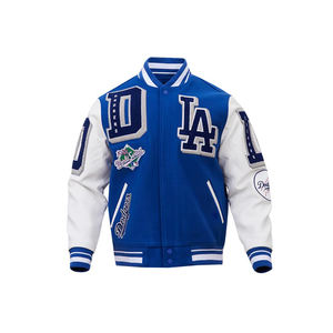 Bomber chaquetas universitarias logotipo personalizado Bordado de lana cuerpo mangas de cuero - Product Image 1