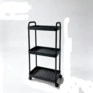 Three-Layer Metal Storage <b>Racks</b> with Wheels and Pull-Out Tray for Living Room Organization New Design Standing Type - Product Image 3