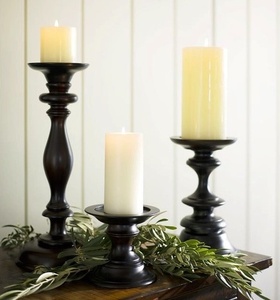 Bougeoir moderne en bois naturel avec support de bougie au design simple Décoration intérieure pour les fêtes de mariage Table Top - Product Image 6