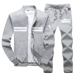 Conjunto de sudadera y chándal para correr para hombre, chándales con cremallera de lana gruesa personalizados, características ecológicas de talla grande para la primavera - Product Image 2