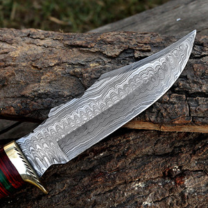 Galway Grove hecho a mano Damasco cuchillo de caza Clip punto borde plano grabado mango decorativo hoja fija grado Industrial - Product Image 4