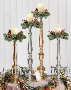 Candelabro de Metal personalizado de latón AK en forma de pilar con acabado dorado y plateado, Juego de 3 para decoración de restaurante/decoración de fiestas - Product Image 3