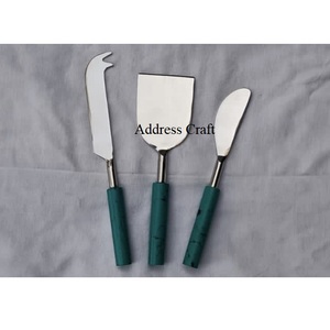 Derniers outils de coupe de fromage design avec manche en bois, couteau à fromage en métal, spatules, couverts de table polis miroir - Product Image 4