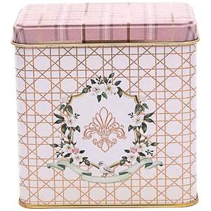 Rosy Plaid 1L Slip Lid Boîte de rangement rectangulaire en métal 80x120x120mm pour papier et médias 120mm Rosy Plaid - Product Image 1