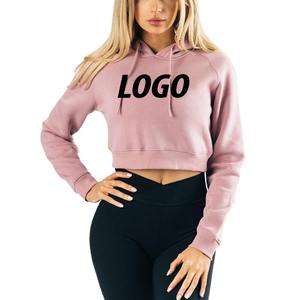 Sudadera con capucha de manga larga personalizada para mujer, Top corto, sudadera deportiva corta, Sudadera con capucha estampada, sudaderas con dobladillo crudo recortado - Product Image 1