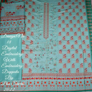 Salwar Kameez pour femme de haute qualité Bin Saeed, non cousu, avec broderie numérique sur tissu lawn, style indien traditionnel, pour occasions spéciales, design moderne - Product Image 6