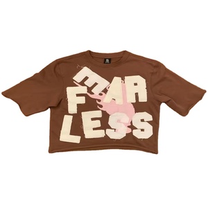 Custom Cut and Sew T-shirt Heavy Cotton Crew Neck Shirts Tee Oversized <b>Applique</b> <b>Patch</b> Embroidery Boxy Cropped T Shirts for Men - Product Image 1