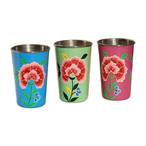 Verre à boire personnalisé en acier inoxydable avec impression en émail attrayante fait à la main meilleure vente fabrication en Inde - Product Image 6