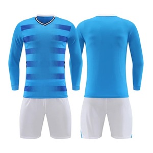 Ensemble de maillots de football à manches longues pour hommes garçons et adultes uniformes d'entraînement de course à pied vêtements de sport vierges d'équipe imprimés - Product Image 1
