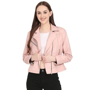 Nueva chaqueta de piel sintética de invierno de Color sólido personalizada para mujer, ajustada para trabajar al aire libre, moda en blanco con cremallera, chaquetas de cuero auténtico 2025 - Product Image 6