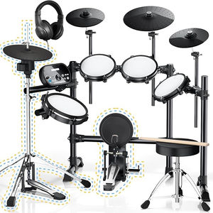 ชุดกลองอิเล็กทรอนิกส์ใหม่พร้อมแผ่นตาข่ายเงียบ4แผ่น Hi-Hat และแป้นเหยียบ - Product Image 1