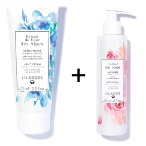 Set de Cuidado de la Piel para Viaje Lilaroze Paris, Crema de Manos con Extracto de Flor Alpina para Nutrición y Protección, Loción Corporal con Extracto de Rosa - Product Image 1