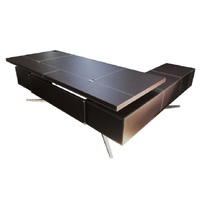 Bureau assis-debout moderne Bari gauche en bois brun 220x85x75cm 153kg Jet-Line pour adulte, idéal pour le bureau, la maison et l'école