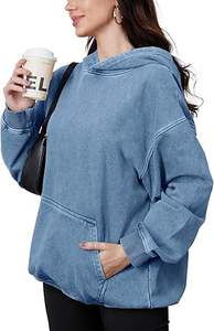 Hombres Invierno Casual Acid Wash Hoodies Color Sólido Regular Fit 100% Algodón Fleece - Product Image 5