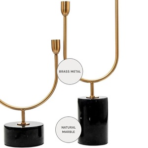 Bougeoir en laiton et marbre rustique pour décor de salon pièce maîtresse de Table élégante support de pilier Vintage affichage élégant - Product Image 3