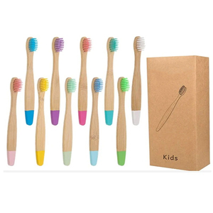 แปรงสีฟันไม้ไผ่สีสันสดใสสำหรับเด็กแปรงสีฟันไม้รีไซเคิลรีไซเคิลโลโก้เป็นมิตรต่อสิ่งแวดล้อมสำหรับเดินทาง - Product Image 1