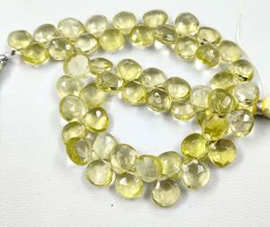 8-8,5mm Natural amarillo limón cuarzo corazón facetado Briolette cuentas 8,5 ''Strand piedras preciosas sueltas - Product Image 1