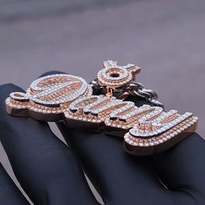 Pendentif en moissanite cultivée en laboratoire VVS RB Gems, en argent sterling 925 plaqué or, finition classique personnalisée, design lettre, bijoux - Product Image 6