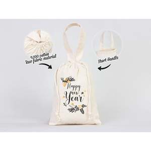 Bolsas de Regalo Personalizadas de Algodón y Muselina con Diseño de Oso Feliz Año Nuevo - Product Image 4